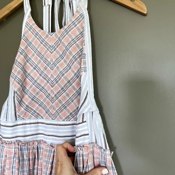 Free People Color Theory Midi Dress Pink Combo Size XS Plaid Backless Sleeveless - Picture 9 of 16